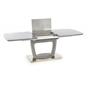 Jídelní rozkládací stůl ARTEMON –⁠ 160x90x76 (+60), mramor, šedý