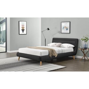 Dvoulůžková postel ELANDA –⁠ 140x200, látka, tmavě šedá