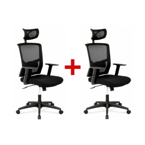 Kancelářská židle ROCCO 1 + 1 ZDARMA – látka, síť, černá