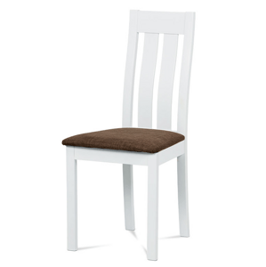 Jídelní dřevěná židle DADO – masiv buk, bílá, hnědý potah
