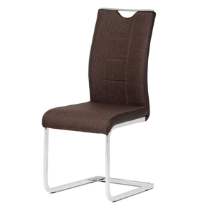 Jídelní židle RIVONA — chrom, hnědá látka/hnědá koženka