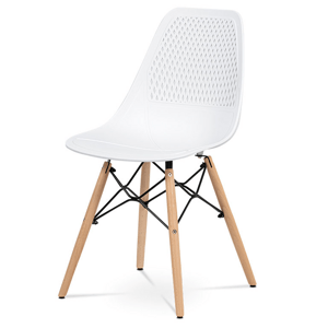 Jídelní židle RAYTON —  masiv buk/kov, více barev Bílá