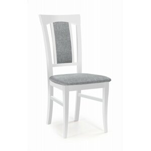 Jídelní židle KONRAD – masiv, látka, více barev bílá / šedá