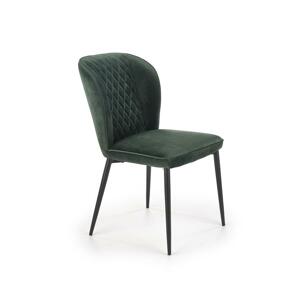 Jídelní židle MANNY – samet, více barev Tmavě zelená