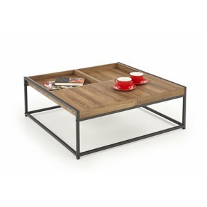 Konferenční stolek FREGATA –⁠ kov/dřevo, černá, med ořech