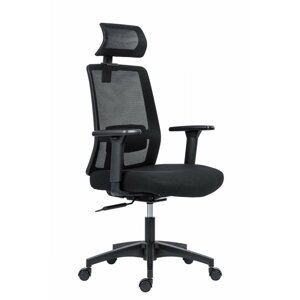 Kancelářská ergonomická židle DELFO — síť / látka, černá